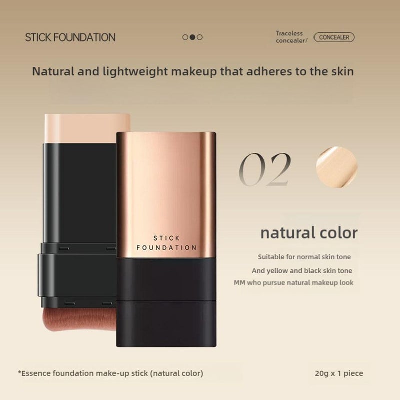 Foundation stick with brush applicator, hydrating and lightweight foundation, long-lasting and non-transferable, eraser-style foundation stick.